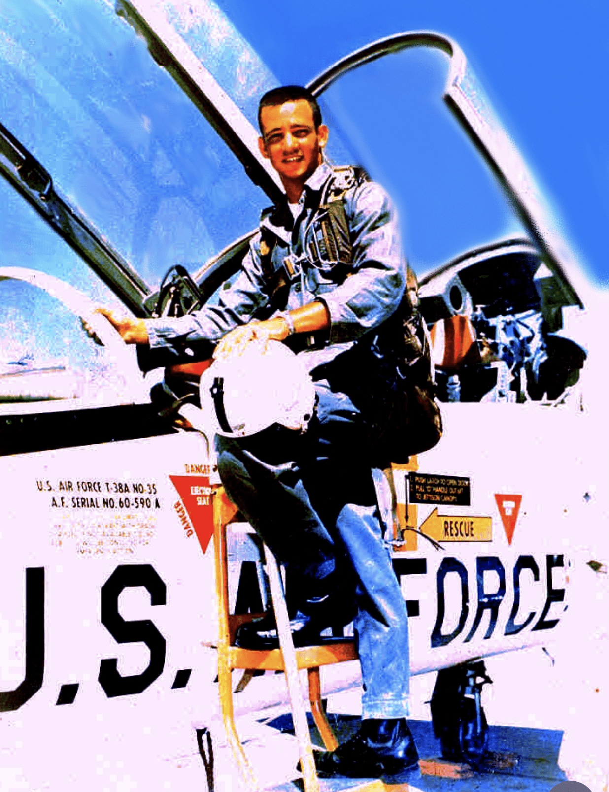 Raymond Cloninger in front of a jet